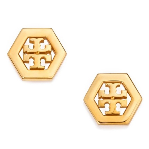 Tory Burch Jewelry - Tory Burch Gold Logo Hex Earrings